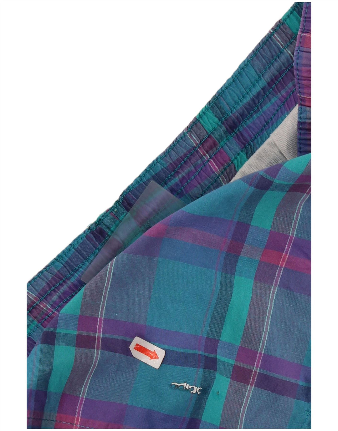 Adidas Mens Swimming Shorts Large W36 L3 Turquoise Plaid Retro