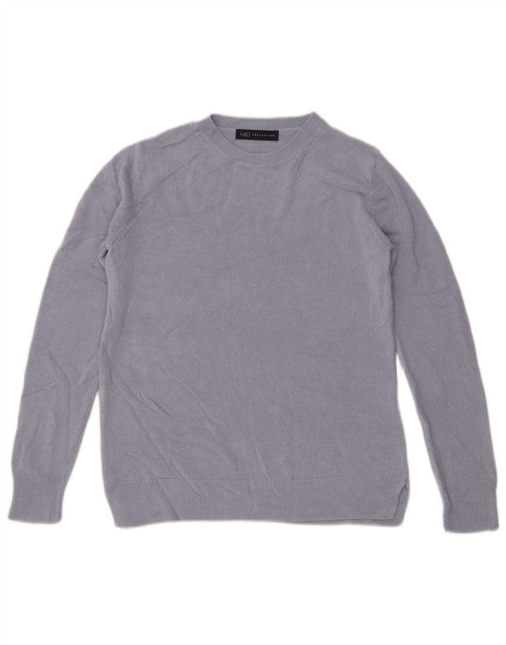Marks & Spencer Womens Oversized Crew Neck Jumper Sweater UK 10 Small Blue