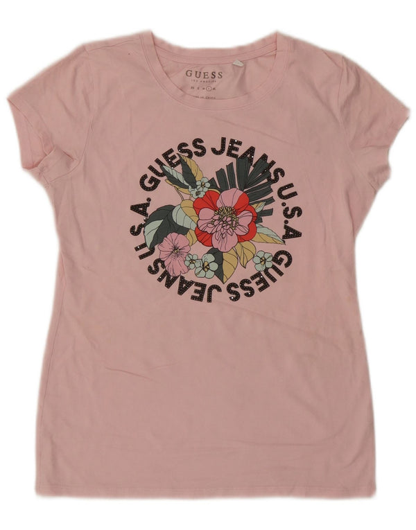Guess Womens Graphic T-Shirt Top UK 14 Large Pink