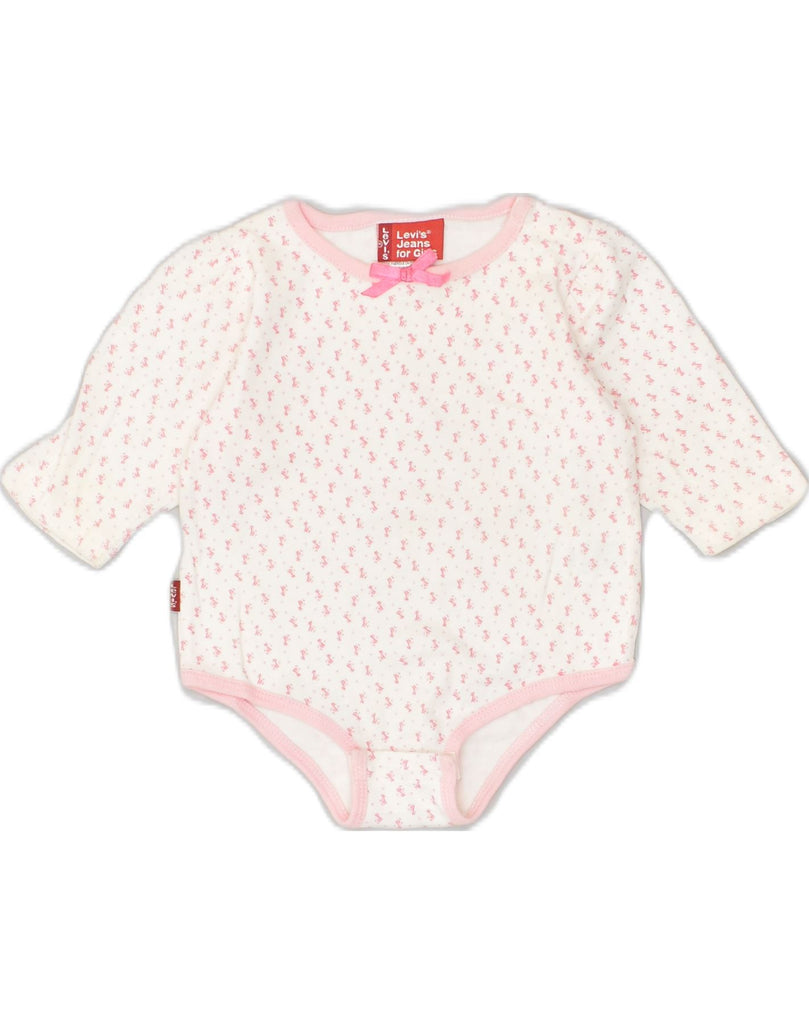 LEVI'S Baby Girls Long Sleeve Bodysuit 3-6 Months Pink Cotton | Vintage Levi's | Thrift | Second-Hand Levi's | Used Clothing | Messina Hembry 