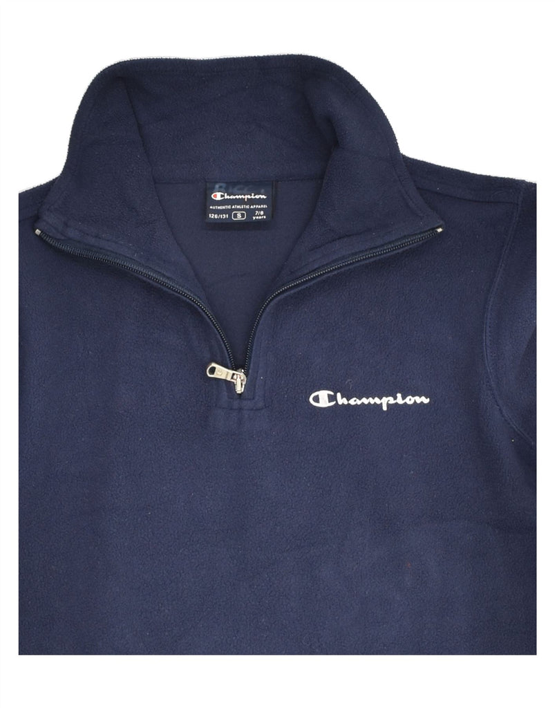 CHAMPION Boys Zip Neck Fleece Jumper 7-8 Years Small Navy Blue | Vintage Champion | Thrift | Second-Hand Champion | Used Clothing | Messina Hembry 