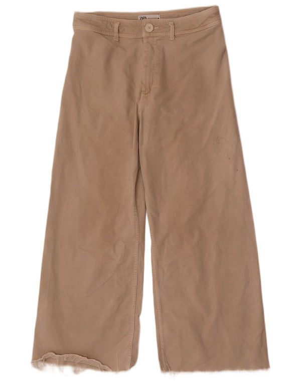 Zara Womens The Marine Wide Leg Casual Trousers EU 44 Large W34 L28 Beige
