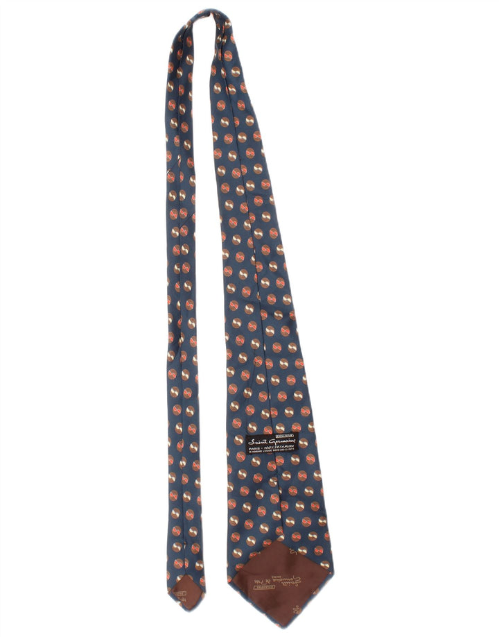 Vintage Mens Tie One Size L56 Blue Spotted Silk Classic