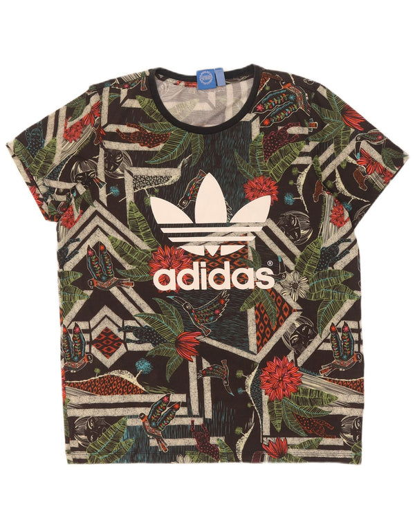 Adidas Womens Graphic T-Shirt Top UK 14 Medium Multicoloured Floral