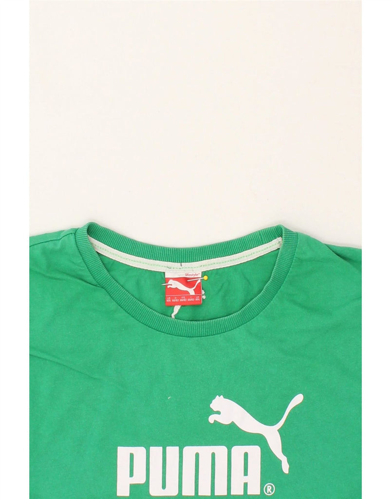 PUMA Mens Graphic T-Shirt Top 2XL Green Cotton Vintage Puma and Second-Hand Puma from Messina Hembry 