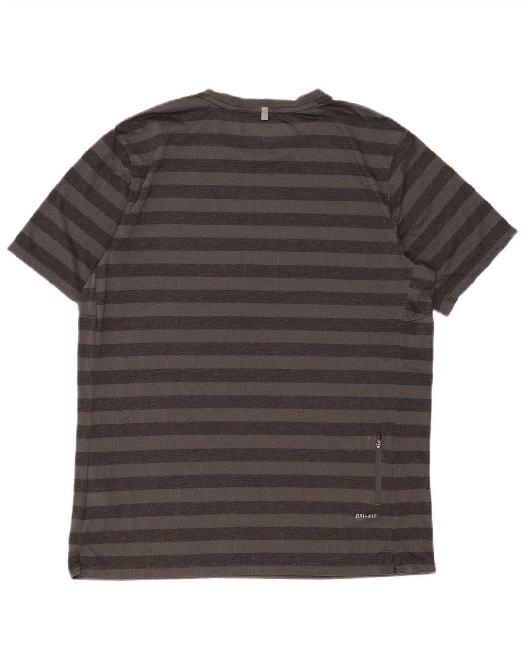 Nike Mens Dri Fit T-Shirt Top Large Grey Striped Polyester