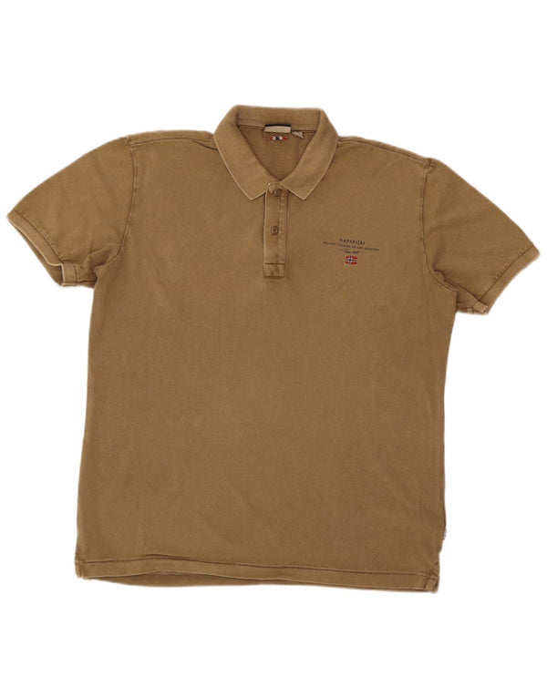 Napapijri Mens Polo Shirt Large Brown