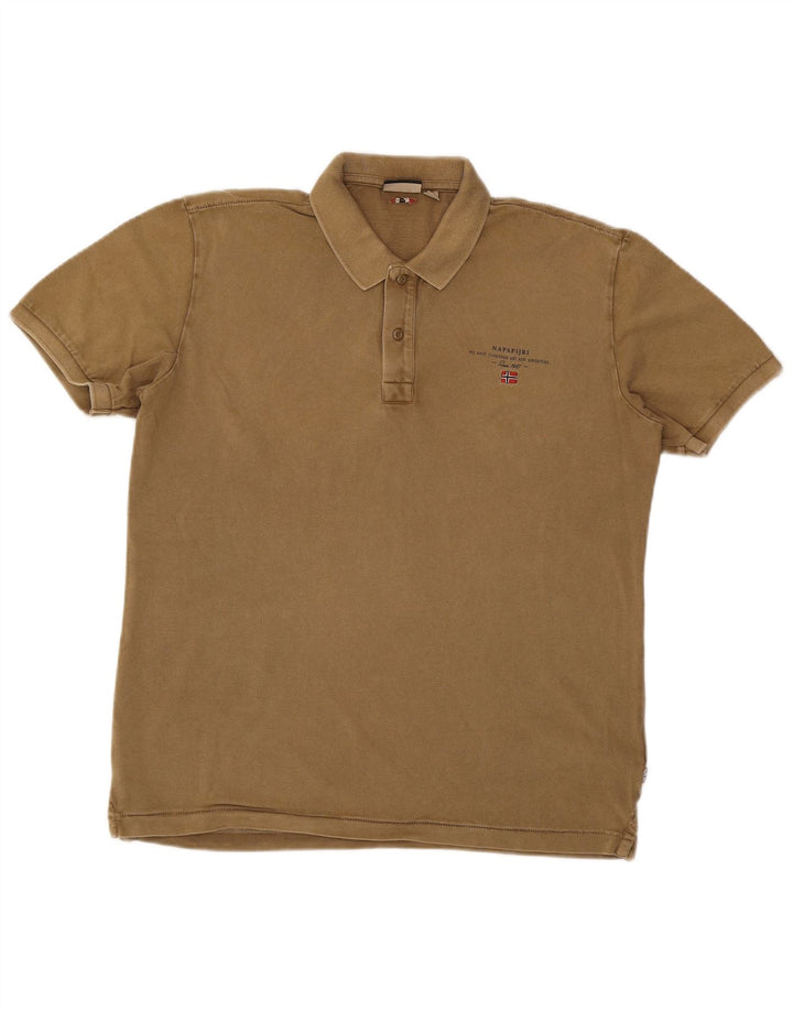 Napapijri Mens Polo Shirt Large Brown