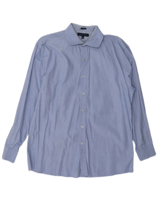 Tommy Hilfiger Mens Slim Fit Shirt Size 16 1/2 Large Blue Cotton