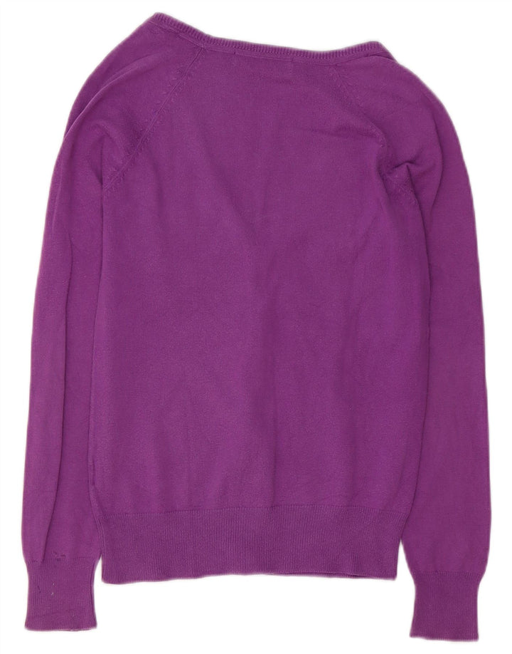 ZARA Womens Cardigan Sweater UK 10 Small Purple Cotton