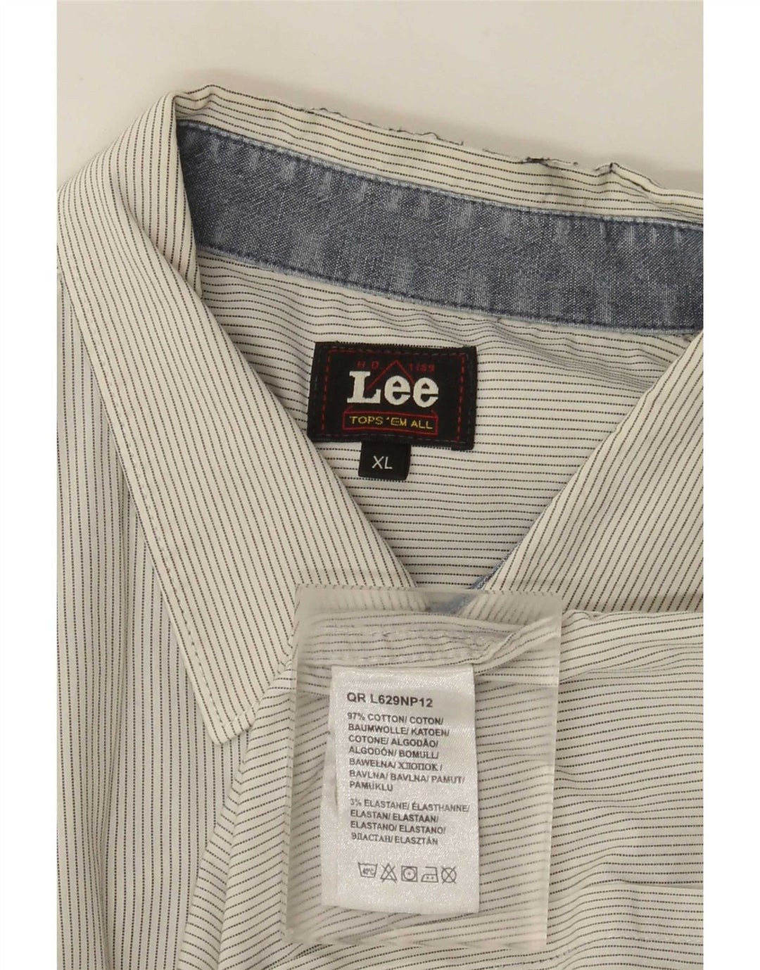 Lee Mens Shirt XL White Pinstripe Cotton