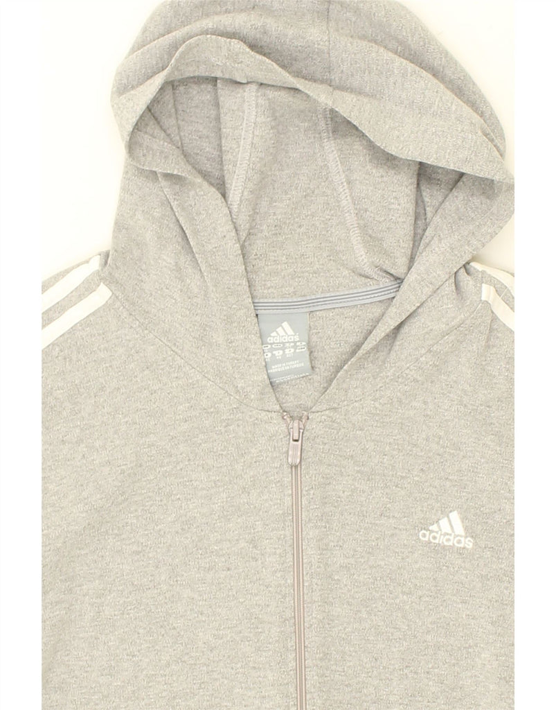 ADIDAS Womens Zip Hoodie Sweater UK 16 Large Grey Cotton | Vintage Adidas | Thrift | Second-Hand Adidas | Used Clothing | Messina Hembry 