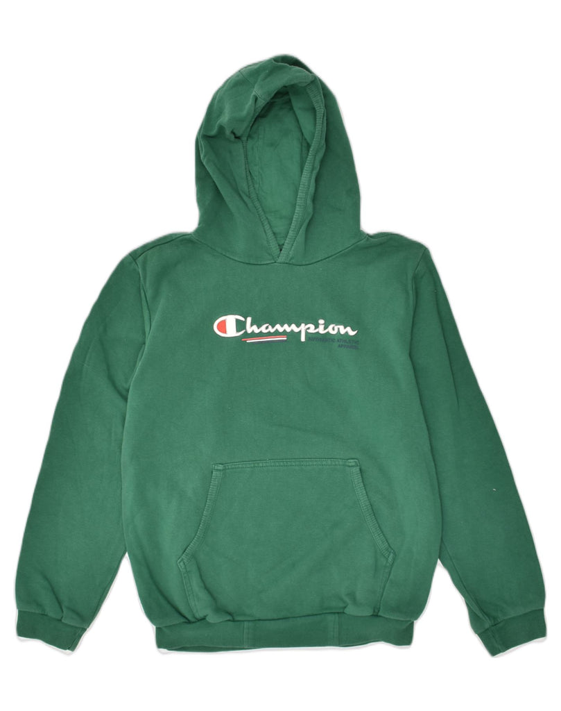 CHAMPION Boys Graphic Hoodie Jumper 13-14 Years XL Green Cotton | Vintage Champion | Thrift | Second-Hand Champion | Used Clothing | Messina Hembry 