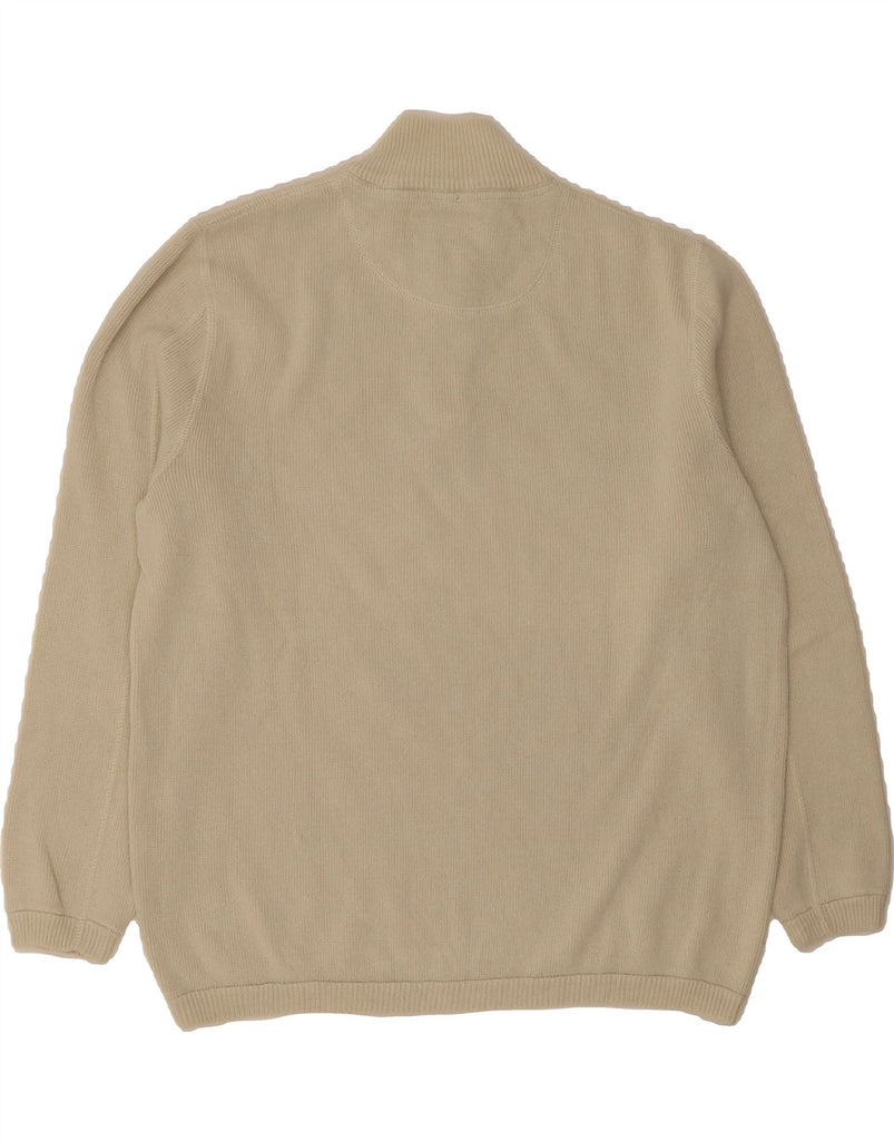 MASSIMO DUTTI Mens Zip Neck Jumper Sweater Large Off White Cotton Vintage Massimo Dutti and Second-Hand Massimo Dutti from Messina Hembry 