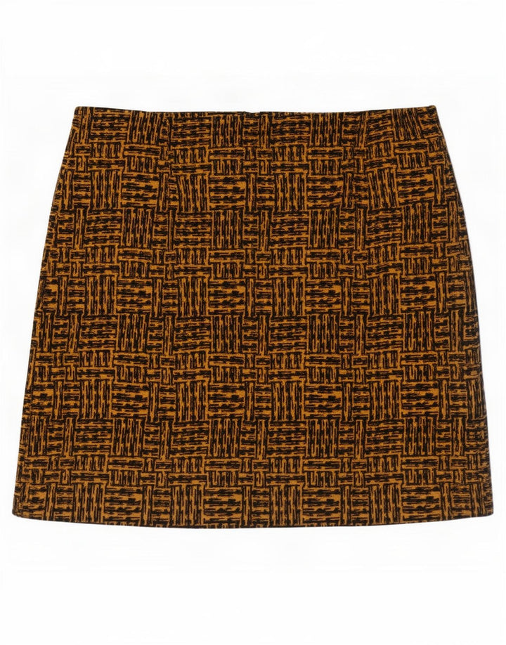 Marks & Spencer Womens Mini Skirt UK 14 Large W36 Brown Geometric Polyester