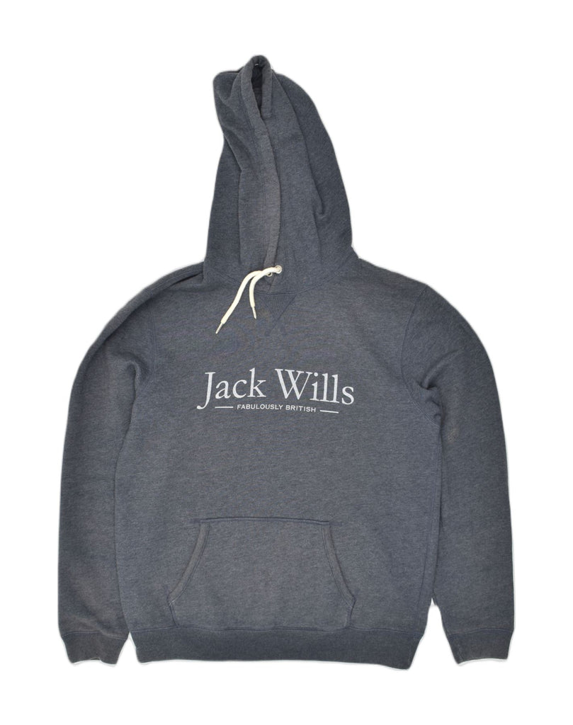 JACK WILLS Mens Graphic Hoodie Jumper Medium Navy Blue Cotton | Vintage Jack Wills | Thrift | Second-Hand Jack Wills | Used Clothing | Messina Hembry 