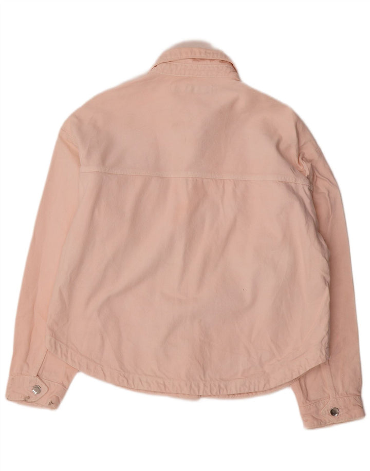 Zara Womens Oversized Denim Jacket UK 10 Small Pink Cotton
