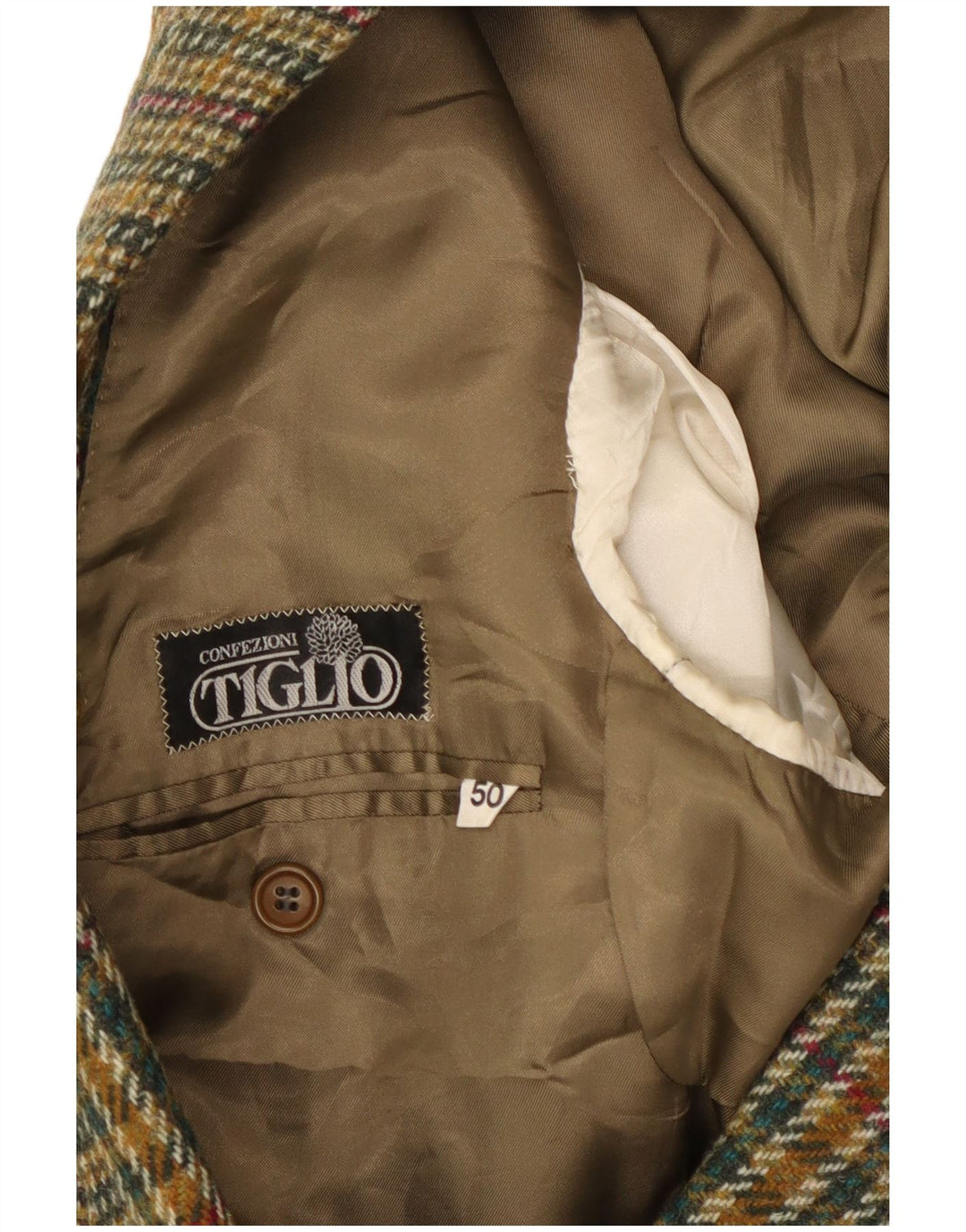 Tiglio Mens 2 Button Blazer Jacket IT 50 Large Green Check