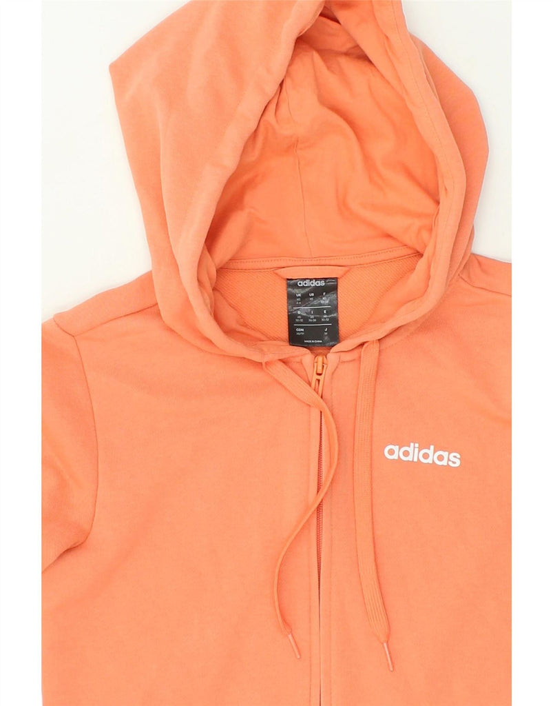 ADIDAS Womens Zip Hoodie Sweater UK 4/6 XS Orange Cotton Vintage Adidas and Second-Hand Adidas from Messina Hembry 