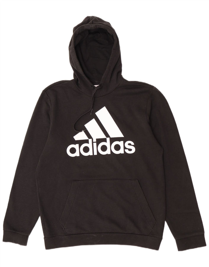 Adidas Mens Graphic Hoodie Jumper Medium Black Cotton