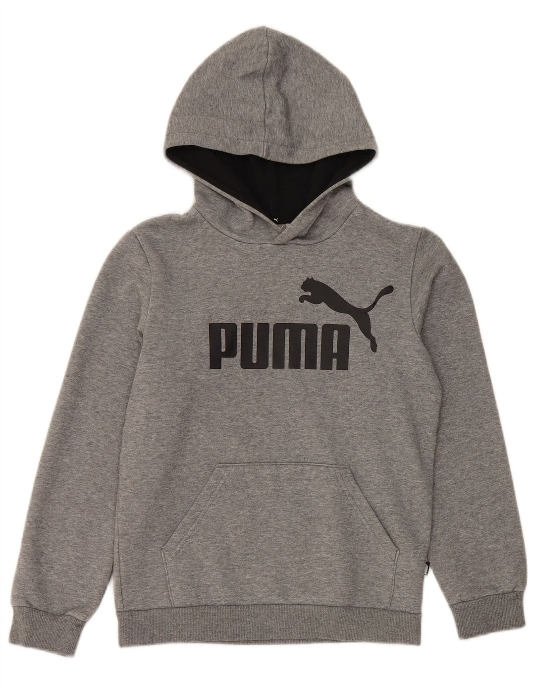 PUMA Boys Graphic Hoodie Jumper 11-12 Years Grey Cotton