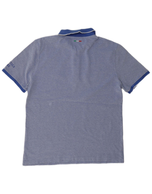 Aeronautica Militare Mens Polo Shirt XL Blue Flecked Cotton
