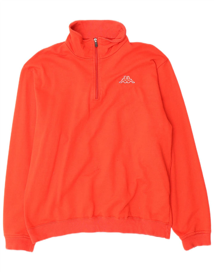 Kappa Mens Zip Neck Sweatshirt Jumper XL Red Cotton