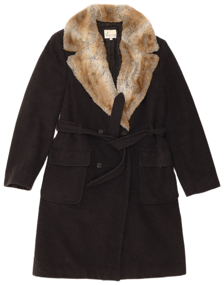 Hache Womens Double Breasted Coat IT 44 Medium Black