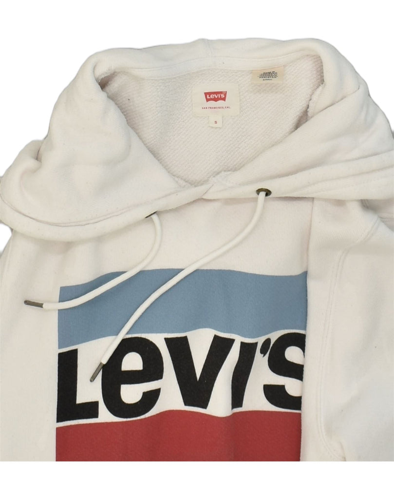 LEVI'S Mens Graphic Hoodie Jumper Small White Cotton | Vintage Levi's | Thrift | Second-Hand Levi's | Used Clothing | Messina Hembry 