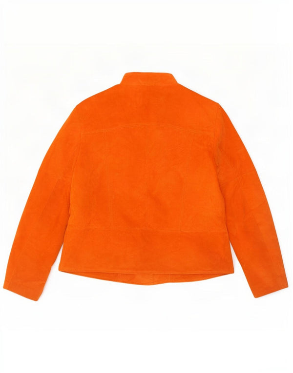Vintage Womens Suede Jacket UK 16 Large Orange Leather