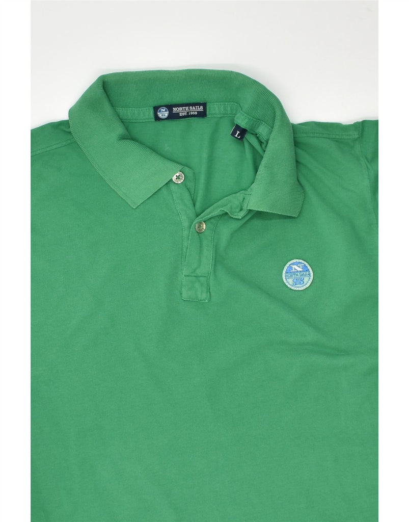 NORTH SAILS Mens Slim Polo Shirt Large Green Cotton | Vintage North Sails | Thrift | Second-Hand North Sails | Used Clothing | Messina Hembry 