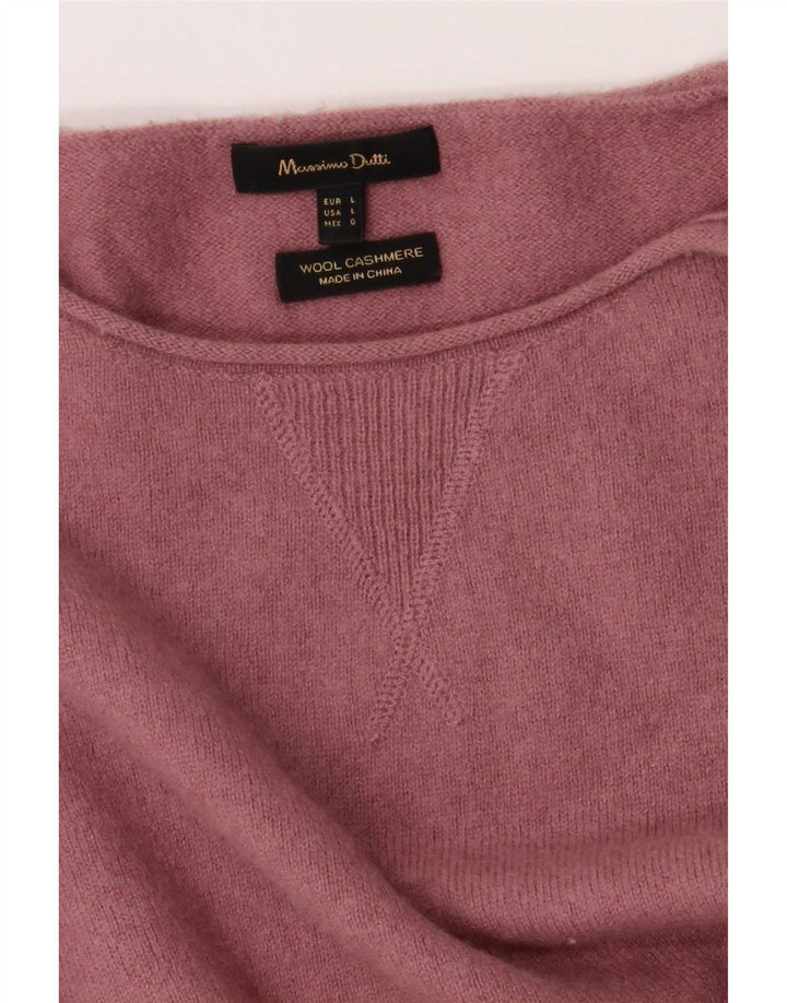 Massimo Dutti Mens Boat Neck Jumper Sweater Large Pink Wool