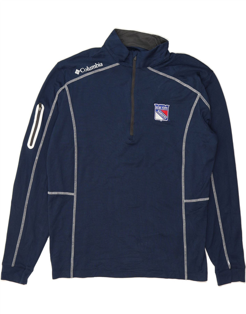 COLUMBIA Mens Ranger Zip Neck Pullover Tracksuit Top Large Navy Blue Vintage Columbia and Second-Hand Columbia from Messina Hembry 