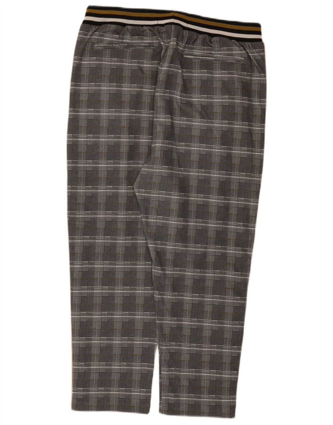Zara Womens Crop Tracksuit Trousers UK 14 Large Grey Check Polyester