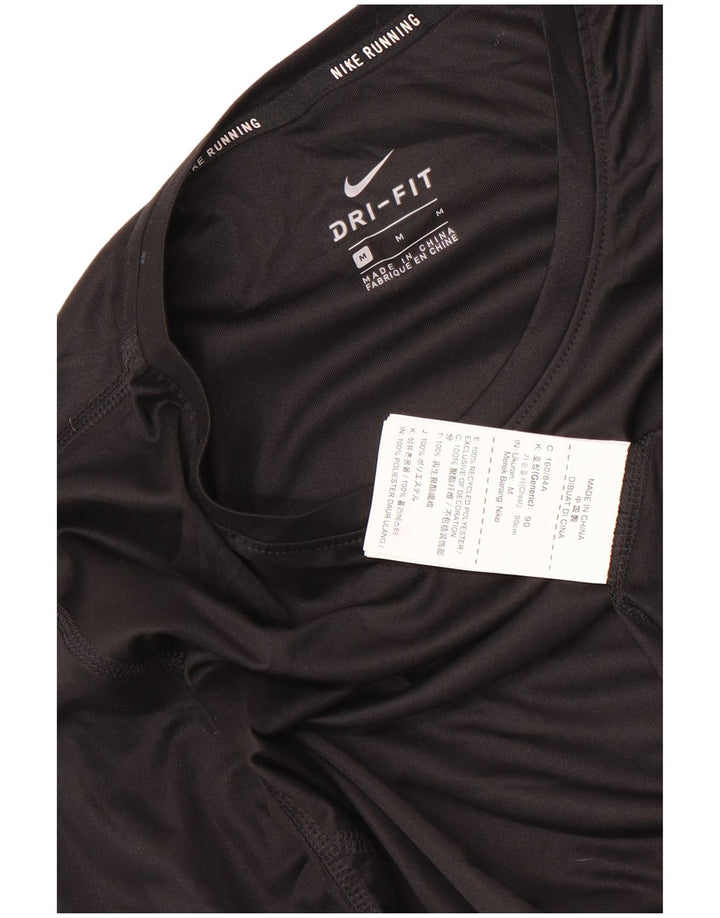 NIKE Womens Dri Fit Top Long Sleeve UK 12 Medium Black Polyester