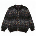 Vintage Mens Cardigan Sweater Large Green Geometric Acrylic
