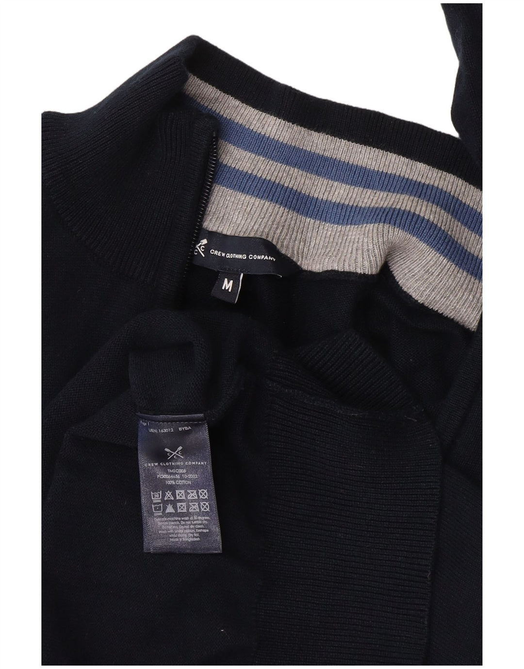 Crew Clothing Mens Zip Neck Jumper Sweater Medium Navy Blue Cotton