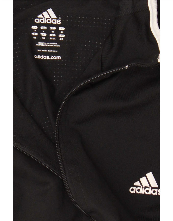 Adidas Womens Tracksuit Top Jacket UK 18 XL Black Colourblock