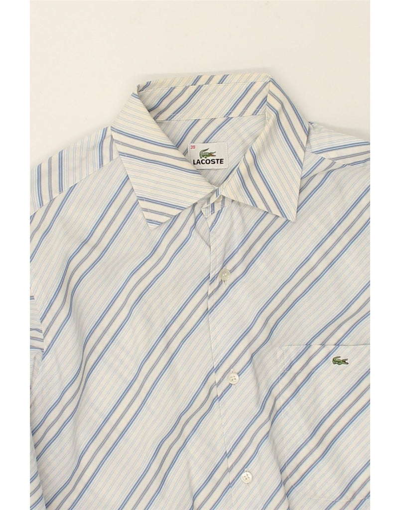 LACOSTE Mens Shirt Size 39 Medium Blue Striped Cotton | Vintage Lacoste | Thrift | Second-Hand Lacoste | Used Clothing | Messina Hembry 