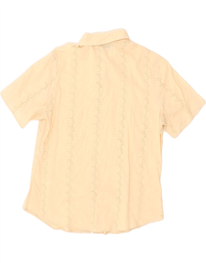 VINTAGE Womens Short Sleeve Shirt UK 14 Large  Beige Cotton | Vintage Vintage | Thrift | Second-Hand Vintage | Used Clothing | Messina Hembry 