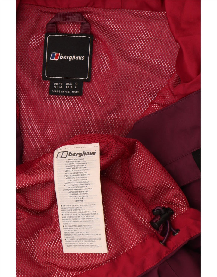 Berghaus Womens Hooded Rain Jacket UK 12 Medium Burgundy Polyamide