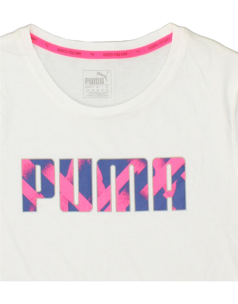 PUMA Womens Graphic T-Shirt Top UK 14 Large White Vintage Puma and Second-Hand Puma from Messina Hembry 