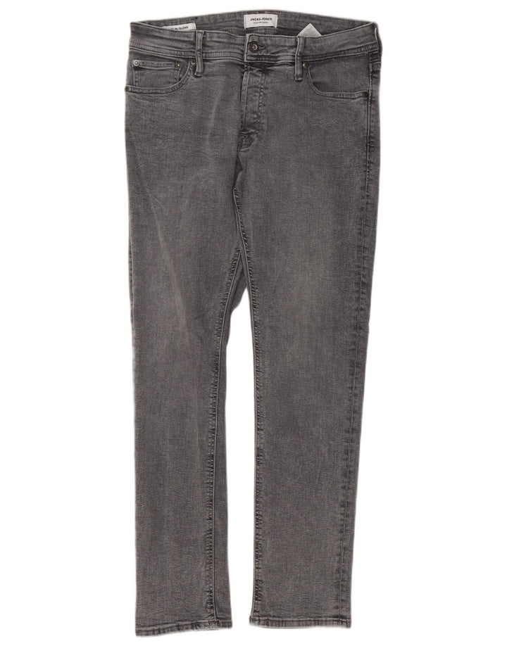 Jack & Jones Mens GLENN Slim Jeans W30 L30 Grey Cotton