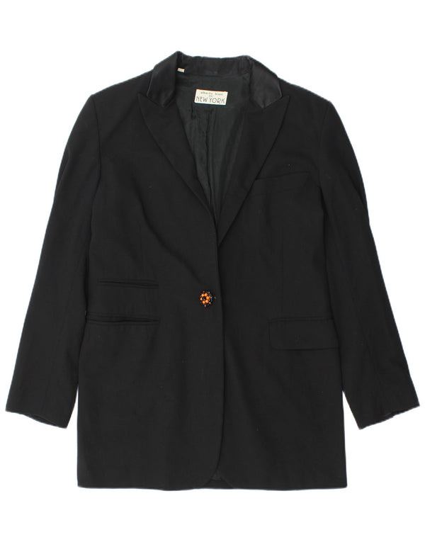 Alberto Biani Womens 1 Button Blazer Jacket IT 42 Medium Black