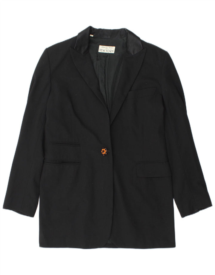 Alberto Biani Womens 1 Button Blazer Jacket IT 42 Medium Black