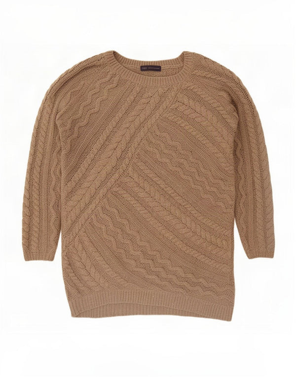 Marks & Spencer Womens Boat Neck Jumper Sweater UK 16 Large Beige Acrylic