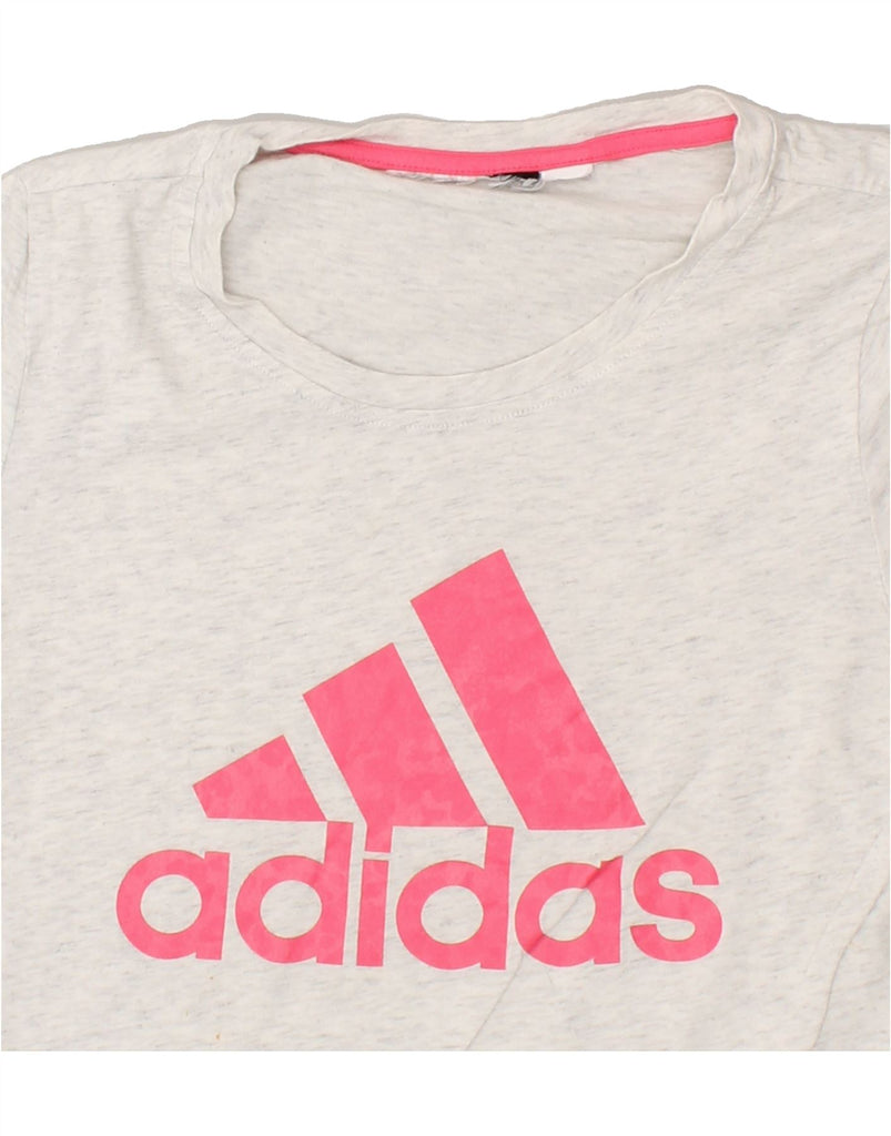 ADIDAS Womens Graphic T-Shirt Top UK 10 Small Grey Flecked | Vintage Adidas | Thrift | Second-Hand Adidas | Used Clothing | Messina Hembry 