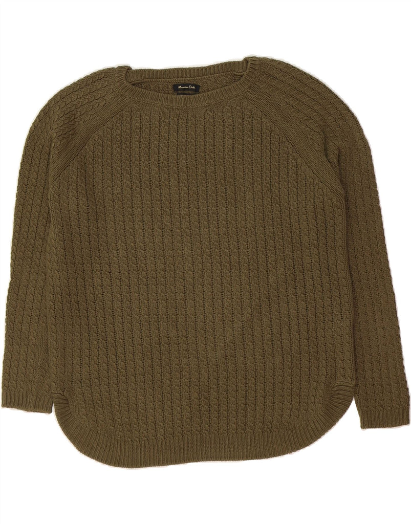 MASSIMO DUTTI Womens Oversized Boat Neck Jumper Sweater UK 14 Medium Green Vintage Massimo Dutti and Second-Hand Massimo Dutti from Messina Hembry 