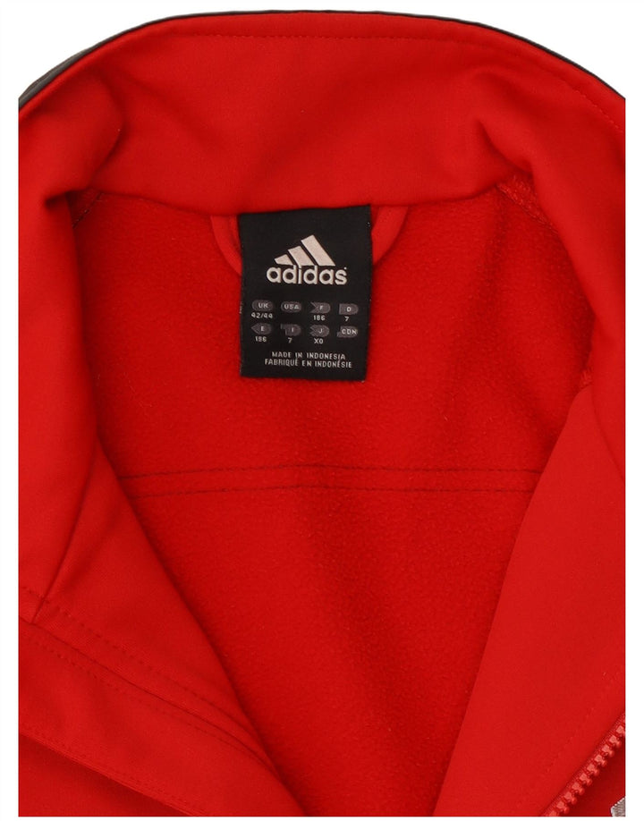 Adidas Mens Tracksuit Top Jacket UK 42/44 Large Red Colourblock Polyester