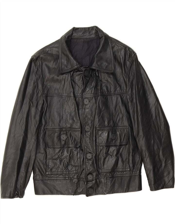 VINTAGE Boys Leather Jacket 11-12 Years Black Vintage Vintage and Second-Hand Vintage from Messina Hembry 
